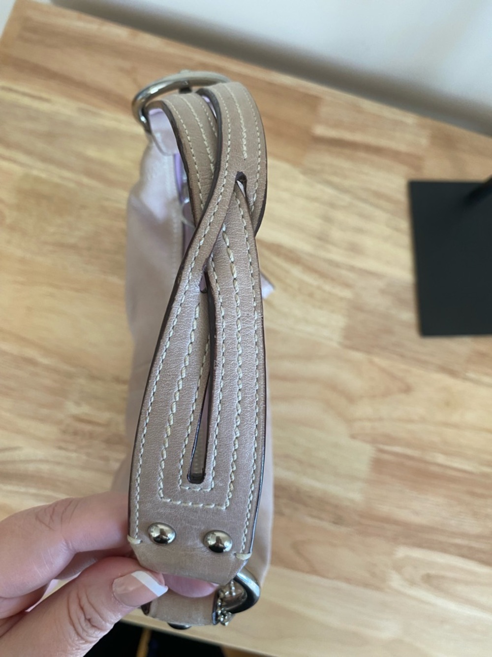 Coach Light Pink Leather Baguette Hobo Sling Bag - Picture 9 of 12
